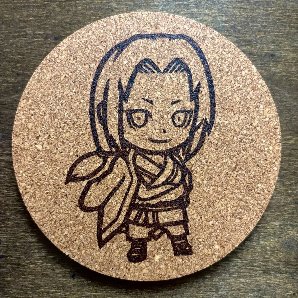 Naruto Tsunade Chibi Style Laser Engraved Cork Coaster